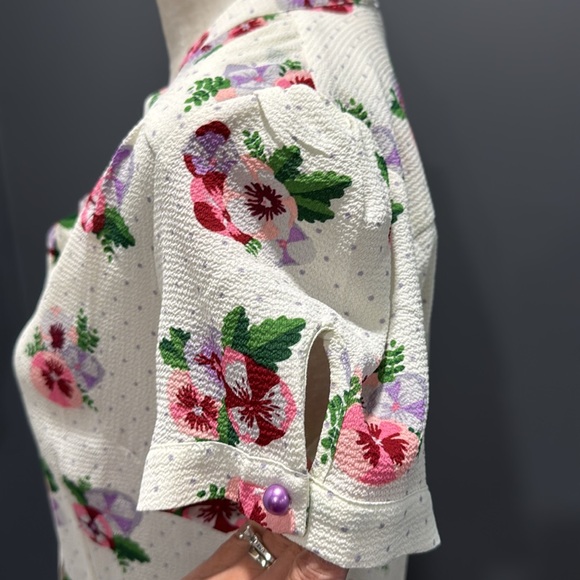 NWT Collectif London Tura Pansy Floral Blouse Top Size XL UK 16 US 12 - Picture 8 of 12
